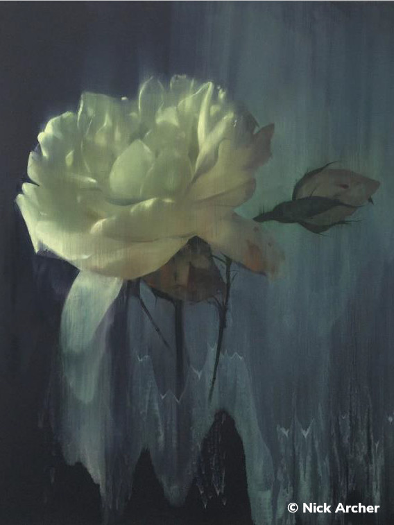 painting of a white flower by Nick Archer